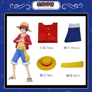Luffy cos Trang phục thế hệ thứ hai cosplay Mũ rơm giày đạo cụ trang phục cos Quần áo