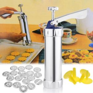 HISTO Aluminium Alloy Cookie Machine Mold 4 nozzles 20 Cookie discs DIY Biscuit Maker Kitchen Tool Professional Cookie Press Kit Cooking