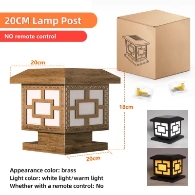 【With Remote/No Remote】9/15/20/25cm Outdoor Solar Pillar Light Outdoor Gate Light Waterproof Outdoor Fence Post Light Garden Fence Pillar Lights for House Gate Column Head Lamp Courtyard Decor 太阳能柱头灯庭院灯