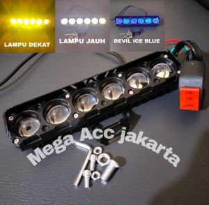 Promo Lampu Tembak LED Laser D2 D3 Transformer 6 Mata devil ice blue + saklar on on of Lampu Tembak SQL Driving Lampu Tembak Laser LED D3 SGL 6 Mata Putih Kuning
