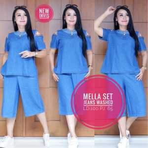 Mella Set - Baju Wanita - Setelan Jeans - Atasan dan Bawahan Jeans - Baju Kasual