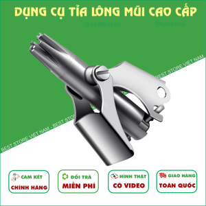 Dụng cụ cắt tỉa lông mũi bằng thép không gỉ lưỡi sắc bén cao cấp máy cắt lông mũi an toàn tiện lợi kèm cọ vệ sinh