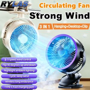 RYLAS Silent Rechargeable Table Fan Air Circulation Fan Ultra-Long Standby Desk Fan Turbo Desktop Fan 360° Rotation