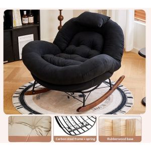 CraftedLiving SG-Buttercream-Style Living Room Rocking Chair Home Balcony Lounge Chair Luxury-Style Bedroom Single Recliner Sofa Chair