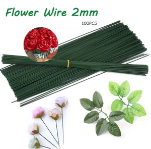 100pcs Floral Wire 40cm Green Bouquet Stem for Artificial Flower Making