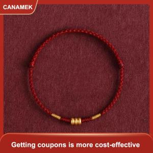 【CANAMEK 】 Red String Handmade Woven Bracelet Lucky Charm Adjustable Bracelet Good Fortune Bangles Couple Best Friends New Year Gift