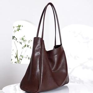 Maillard Tote Bag Mother Bag Retro Style Large Capacity Commuter Shoulder Bag High-Quality Casual Soft Leather Bag for Women