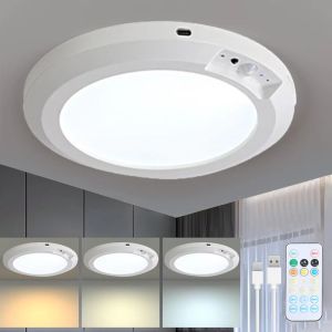 LCHGNA Wireless induction Motion Sensor Lights Round 3 Color LED Closet Lamp Easy To Install Motion Activated Ceiling Light Entrance