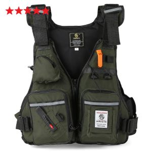 Rompi Pancing Lure Fishing Life Jacket Buoyancy Vest Army Green Slot Swimming Rescue Boating