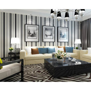 Wallpaper Dinding Motif Garis Hitam Putih Ukuran Panjang 8Meter x Lebar 45CM