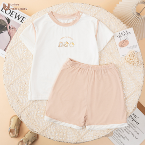 Bộ Quần Áo Cộc Tay Mùa Hè UNBEE Thiết Kế Cài Vai In Họa Tiết Phong Cách Hàn Quốc Cho Bé 6 Tháng Đến 3 Tuổi