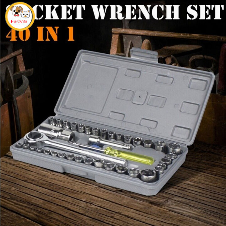 40 Piece Universal Socket Set With Storage Case 1/4" & 3/8" Drive For Bicycle Motorcycle