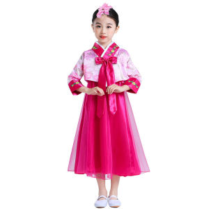 ชุดชุดเดรสแฟนซีฮันบกเด็กเด็กเล็กเด็กผู้หญิงเกาหลี (ส่งผ้าโพกศีรษะ)