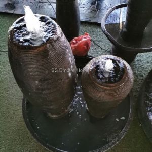 S25 Feng Shui 3.5 ft Round Water Pond Pot Fountain Kolam Air Sandstone Garden Water Feature Balinese 风水流水喷泉瀑布池 Fish Home