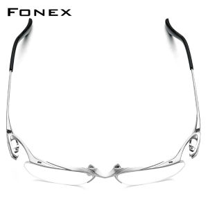 FONEX Titan Gọng kính nam thiết kế thương hiệu kính mắt bán dáng vuông không viền nửa vành siêu nhẹ Nhật Bản kính mắt cho mắt 85709
