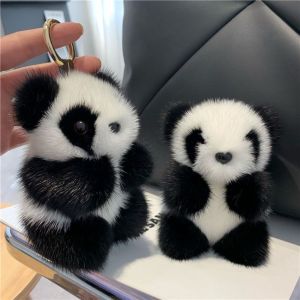 DOWNA Phim hoạt hình Móc khóa gấu trúc Đồ nhồi bông Đang treo Móc khóa ba lô Bền bỉ Người bạn đồng hành dành cho nam và nữ