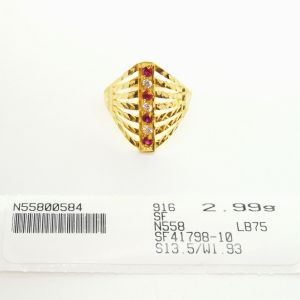 Cincin 7 Layer Design Indian Saiz 15.5 18.5 Emas 916 Yon Hing
