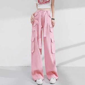 Celana Jeans Wanita Highwaist Lurus American Style Loose Pinggang Tinggi Longgar Celana Panjang Kekinian Celana Kerja Celana Kaki Lebar