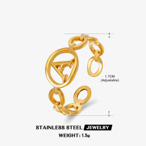 Ladamas Cincin Huruf Titanium Anti Karat A-Z Fashion Harian Korea CT15