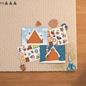 CX🎄💓💥 8 Tấm Trẻ Em Bên Trang Trí Đồ Chơi Giáng Sinh Câu Đố Dán Tạo Ra Riêng Bạn Santa Claus DIY Make-A-Face Trò Chơi Ghép Hình