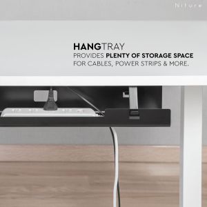 HANG Tray Desk Cable Management Tray Under Desk Holder Standing Desk Wire & Power Extension Socket Organizer by Niture