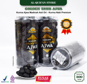 Kurma Ajwa Madinah Asli Ori 500 Gr - Kurma Nabi Premium Korma Azwa Golden Tamr