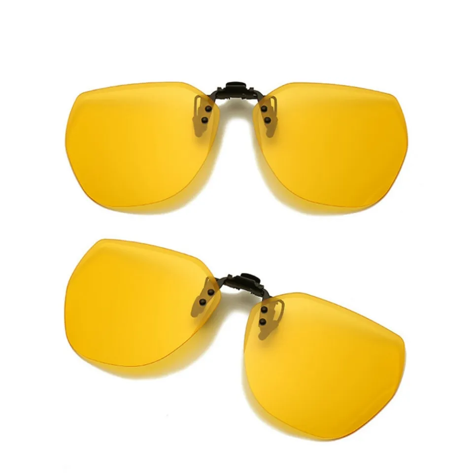 BETSION Polarized Clip-On Sunglasses – Gold Frame Grey Lens – UV400 Night Vision Option