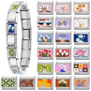 DOWNA Colorful Charm Bracelet Cartoon Adjustable Charm Italian Links Fashion Stainless Steel Charm Bracelet Link for Making DIY Jewelry