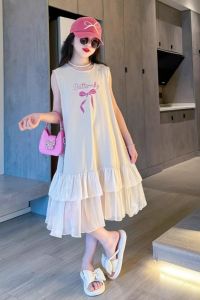 RF studio girls dress summer  new middle and large childrens sleeveless vest skirt foreign style fashionable girls summer dress skirt