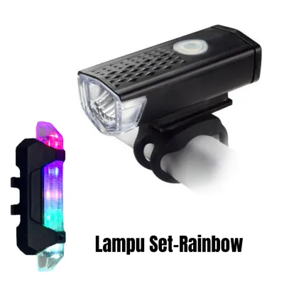 Lampu Sepeda LED USB Rechargeable Anti Air Aksesoris Sepeda Lampu Keamanan Lampu Set Depan Belakang