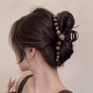 Cỡ lỡn Nâu Grip của phụ nữ cao cấp trở lại đầu updo cá mập clip kẹp tóc headdress