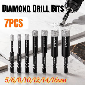 7PCS Hexagonal Shank Ceramic Tile Diamond Dry Drill Bit Marble Hole Opener Brazing Hole Opener