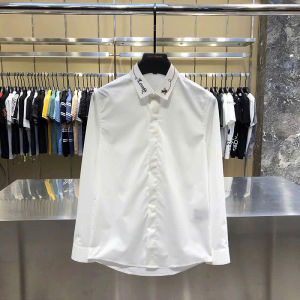 Áo sơ mi nam nữ tay dài vải đũi co giãn phối túi đôi thêu chữ trẻ trung sang trọng mẫu-ATC77SHOP