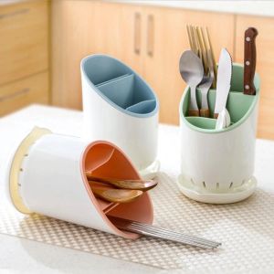 In Store 3 Layer Plastic Chopsticks Storage Tube Cutlery Holder Drainer Rack Kitchen Storage Box Spoon Fork Organizer