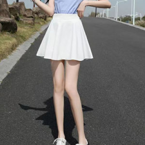 IELGY Summer White Short Skirt High Waist Large Size All-Match Pleated Skirt