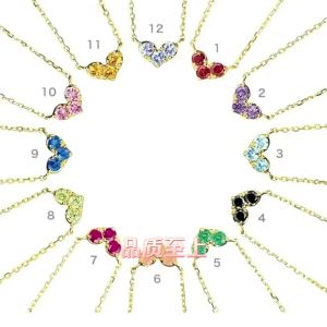 Cross-border hot sale S925 Sterling silver birthstone necklace Japanese light luxury style personalized multi-color heart-shaped collarbone chain pendant