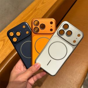 Camera Lens Film Magnetic Case For iPhone 17 16 15 Pro Max Cover For Magsafe Wireless Charge Ring Protect Matte Shell Thin Capas