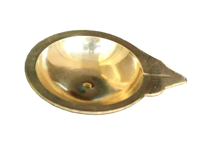 Brass Pooja Diya Oil Lamp (Set of 2) Traditional Deepak for Home Temple & Prayer