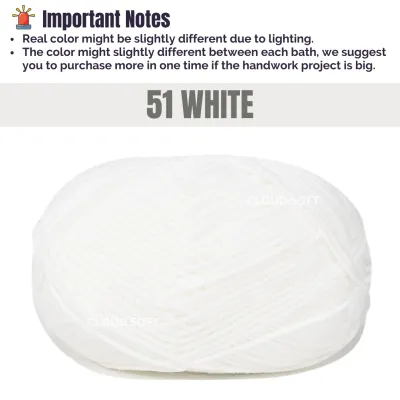 Ready Stock 1-60 MILK COTTON WOOL 4-PLY 50g Benang Kait Milk Yarn 4ply Knit Yarn 四股依棉