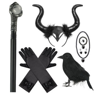 Disney Maleficent Halloween Cosplay Princess Dress Girls Carnival Masquerade Party Clothes Kids Witch Disguise Black Costume