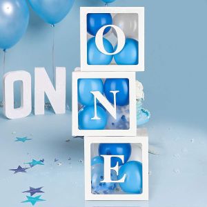 DIY 30cm Transparent Letter Box A-Z Happy Birthday Balloons Baby Shower Boy Girl First 1st Birthday Party Decorations Kids Babyshower