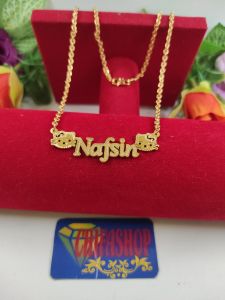 kalung nama Liontin titanium lapis emas 24k anti karat