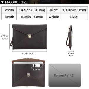 CONTACTS FAMILY Genuine Leather Laptop Case For Mackbook Pro Air M1 M2 M3 13 13.6 14.2 Inch Envelope Cover Bag