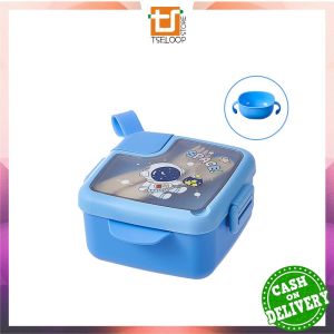 OFM-C940 Tempat Makan Anak Karakter Kartun dengan Mangkuk Set Sendok Garpu Gunting BPA FREE / Lunch Box Set Kids Astronot Bowl Portable / Kotak Bento Anak Sekolah Import