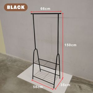 WFURNITURE Cloth Rack with Basket Clothes Storage Steel Rack Cloth Hanger Drying Rack Multipurpose Simple Standing Shelf