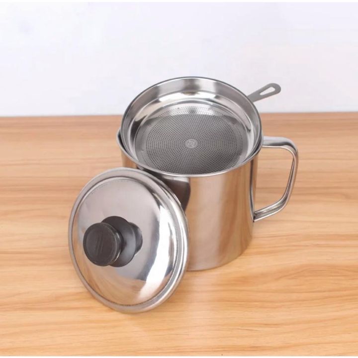 Stainless Steel Oil Strainer Pot Can Container With Strainer Lazada PH