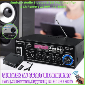 COD Sunbuck Audio Bluetooth 5.0 DAC Amplifier 2 Ch Remote 2000W AV 660BT / Sunbuck Amplifier  2000 Watt  Power Bass Bluetooth Speaker Bass Besar