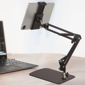ขาตั้งโทรศัพท์ ที่ตั้งไอแพด แท่นวางโทรศัพท์ แท็บเล็ต แบบตั้งโต๊ะ วัสดุเป็นอะลูมิเนียมคุณภาพ แข็งแรง ขนาดพกพา