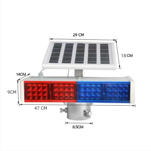 Red and blue solar warning strobe light road traffic safety flash light night construction bright intersection flash light [aluminum alloy shell + super long standby]