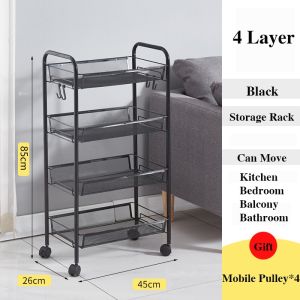 Bestseller 3/4/5 Tier Kitchen Trolley Cart All Metal Utility Trolley Cart Organizer for Baby Shelf Storage Rack Organizer with Wheel